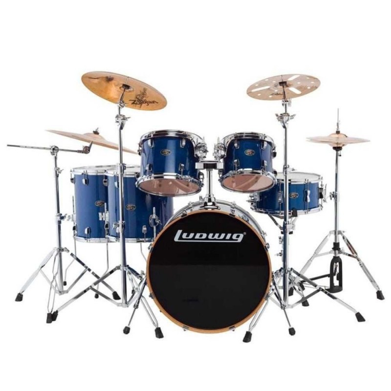 Ludwig Evolution Maple LCEM622XBL Trans Blue Shell Set Bateri (10-12-14-14-16-22)